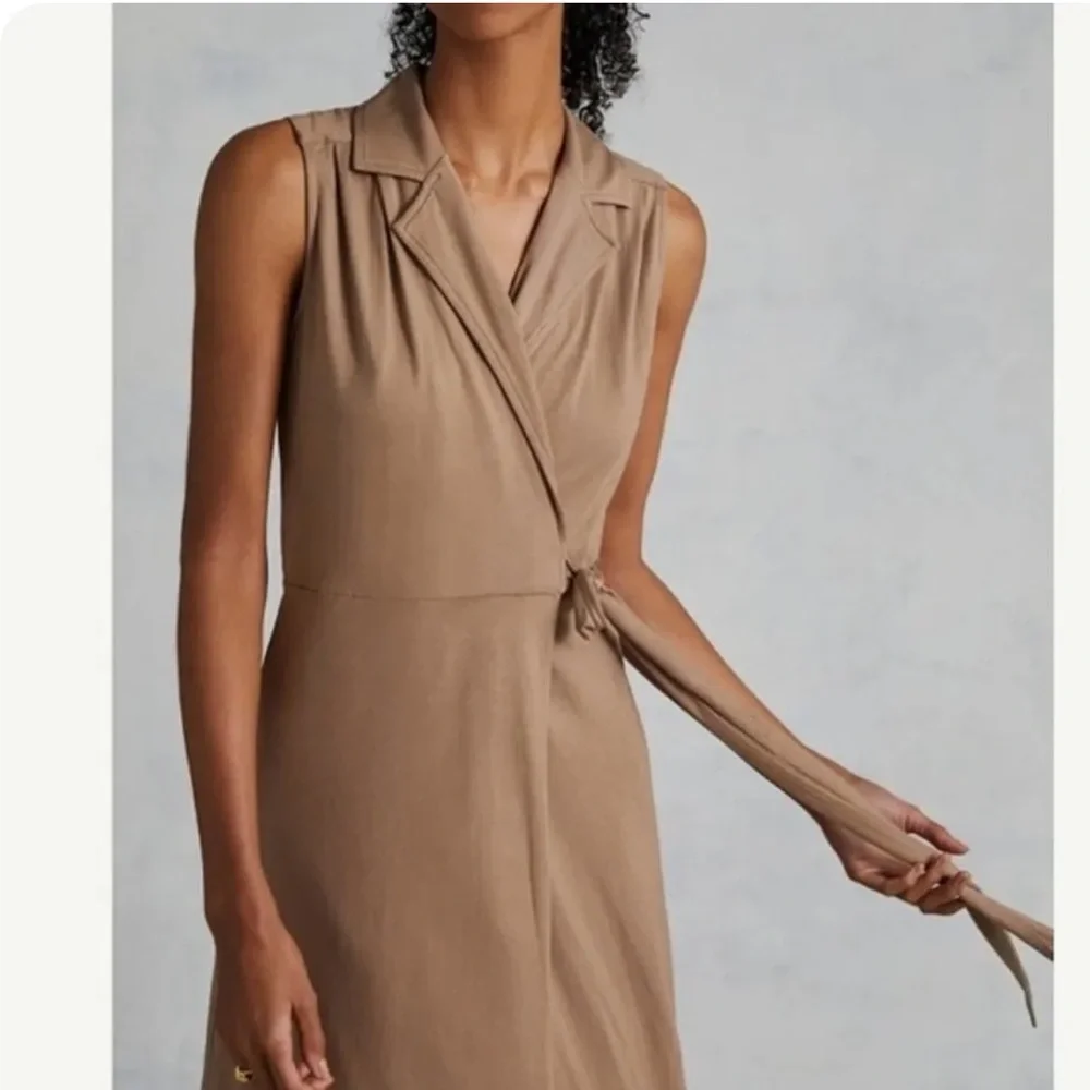 Anthropologie Porridge Jersey Knit mocha  Wrap Maxi Dress Size xl - Picture 3 of 8